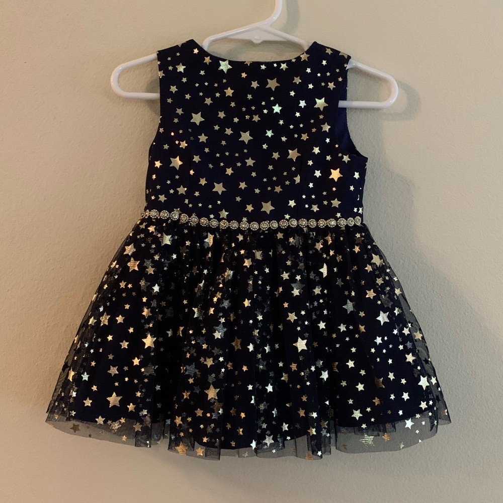 Baby Dress Navy Blue with Gold Stars